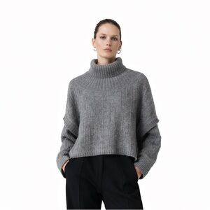 Sarah Pacini Charcoal Turtleneck Sweater  Italian Alpaca Merino Chunky
